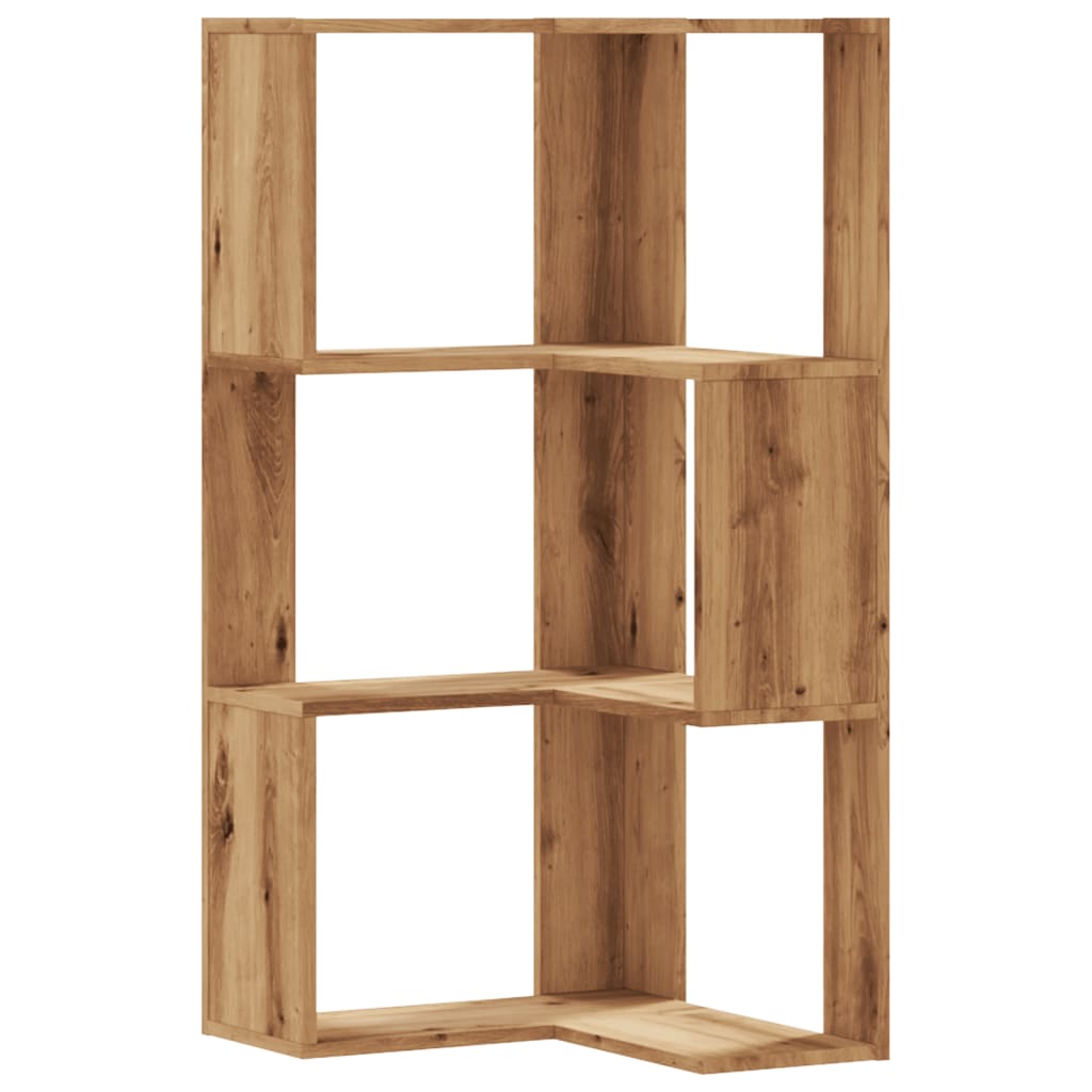 vidaXL Rohová 3patrová knihovna dub artisan 50 x 50 x 102 cm kompozit