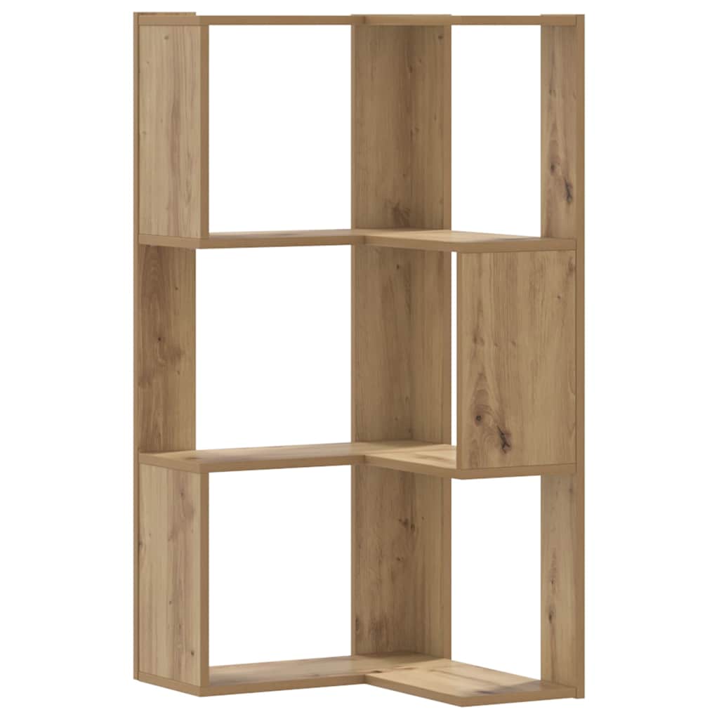 vidaXL Rohová 3patrová knihovna dub artisan 50 x 50 x 102 cm kompozit