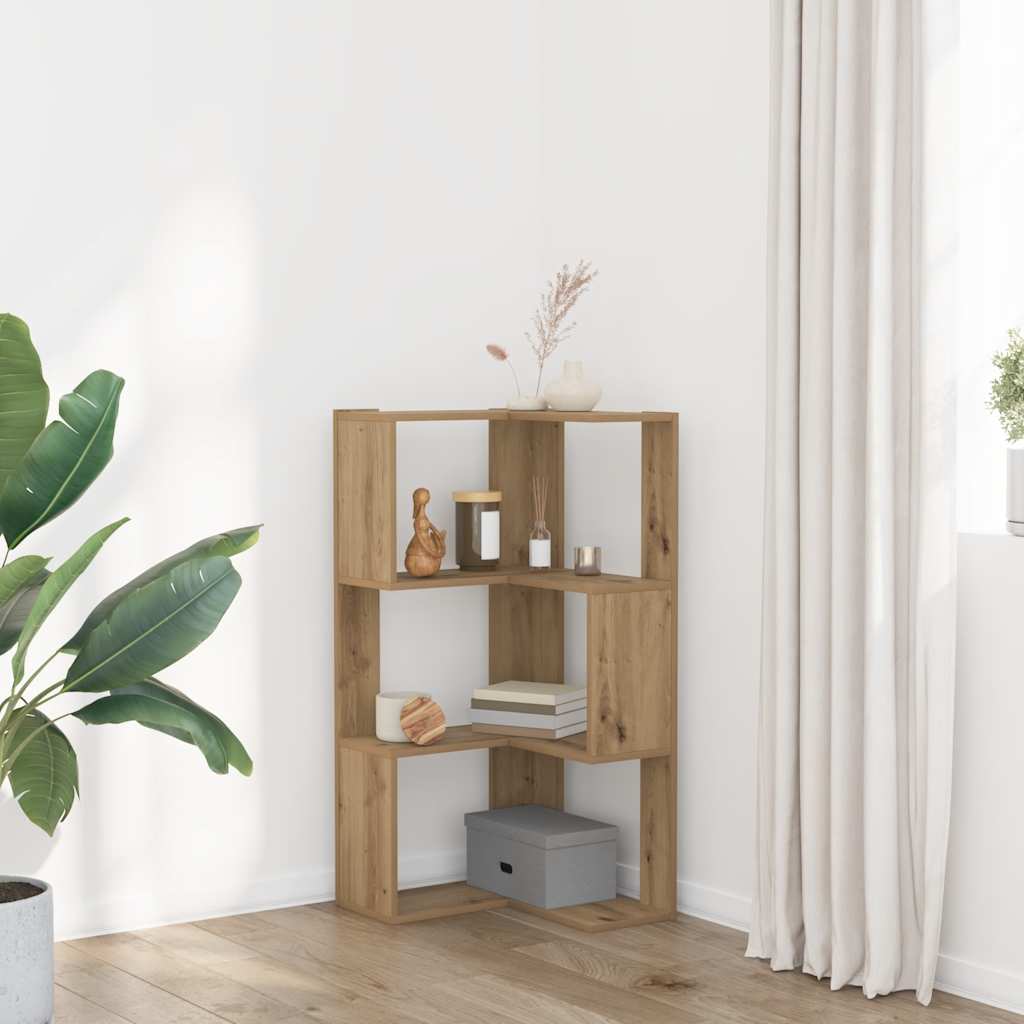 Thumbnail - vidaXL Eck-Bücherregal 3 Böden Artisan-Eiche 50x50x102cm Holzwerkstoff