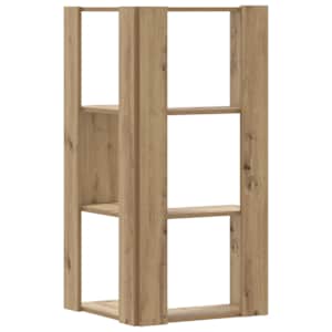 Rohová 3patrová knihovna dub artisan 50 x 50 x 102 cm kompozit - obrázek 6