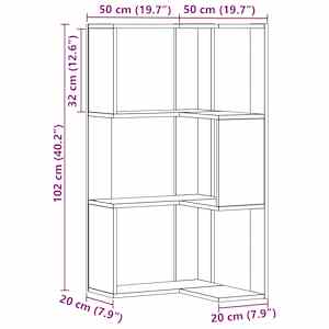 Rohová 3patrová knihovna dub artisan 50 x 50 x 102 cm kompozit - obrázek 9