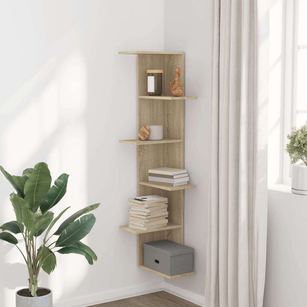 Thumbnail - vidaXL Wand-Eckregal Sonoma-Eiche 36,5x36,5x140 cm Holzwerkstoff