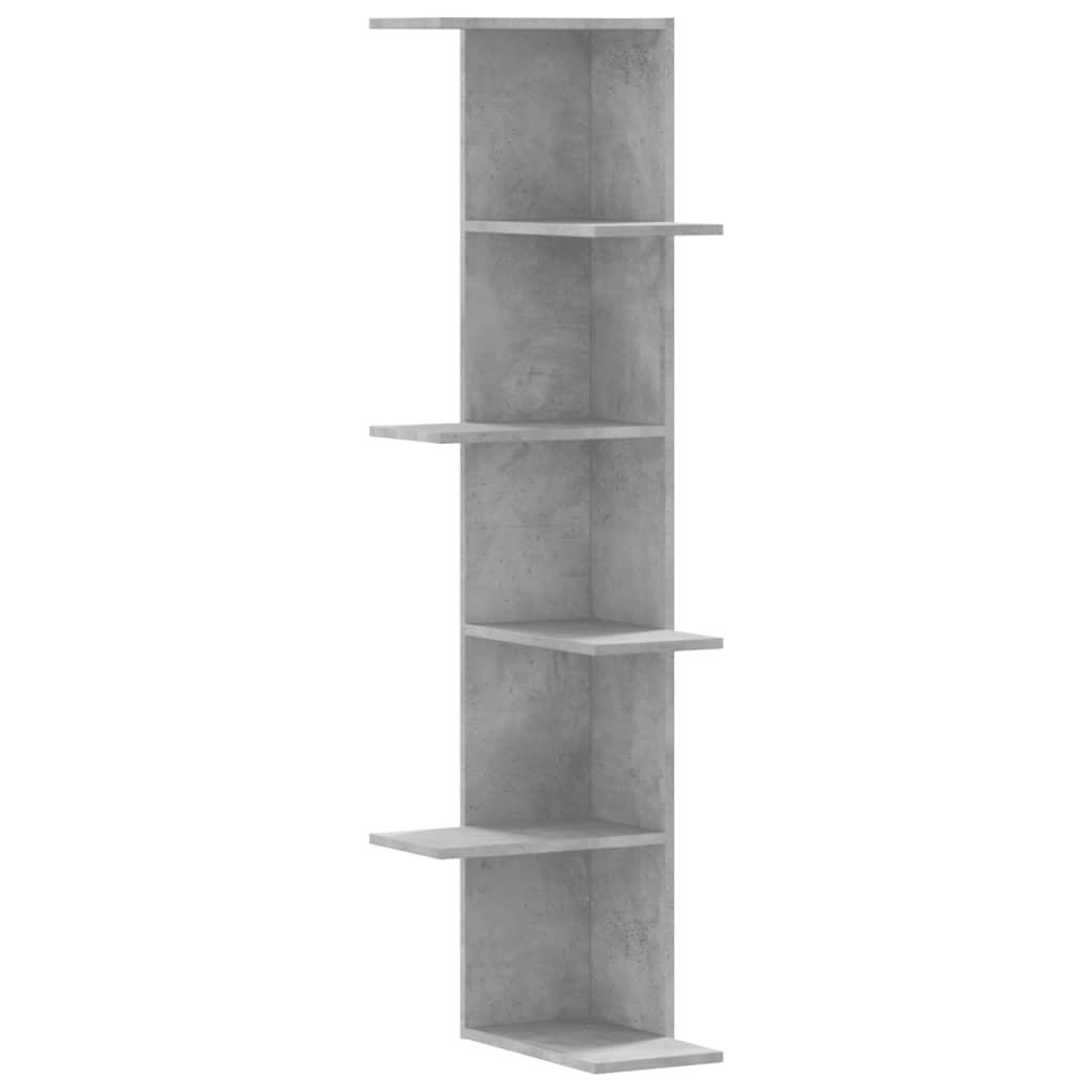 vidaXL Nástěnná rohová police betonově šedá 36,5x36,5x140 cm kompozit