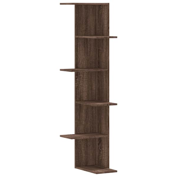 vidaXL seina nurgariiul, pruun tamm, 36,5x36,5x140 cm, tehispuit