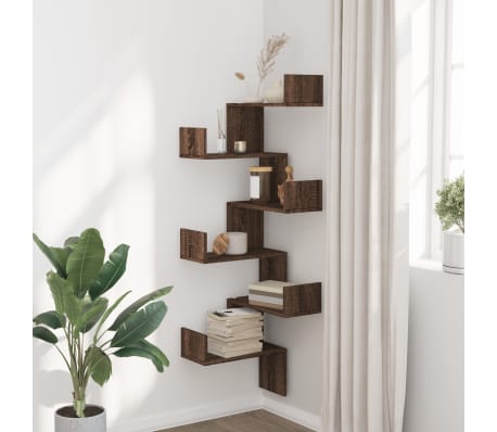 vidaXL Wand-Eckregal Braun Eichen-Optik 45x45x147 cm Holzwerkstoff
