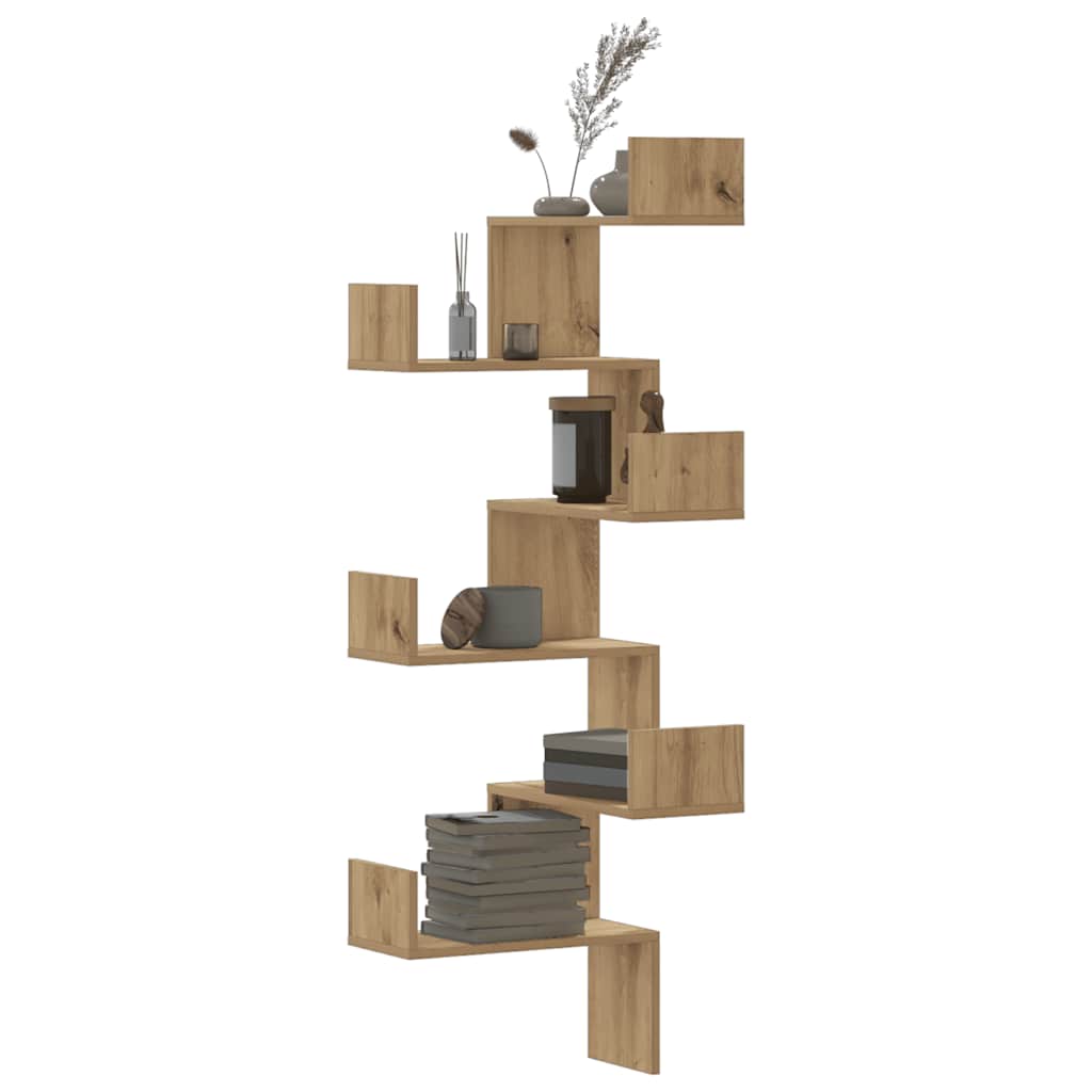 vidaXL Wand-Eckregal Artisan-Eiche 45x45x147 cm Holzwerkstoff