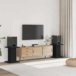 Stojalo za zvočnike 2 kosa črno 30x30x60 cm inženirski les