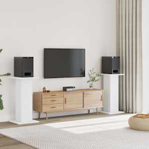 Stojalo za zvočnike 2 kosa belo 30x30x80 cm inženirski les