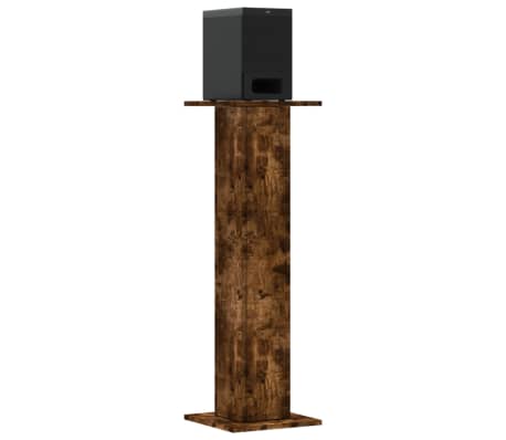 vidaXL Speaker Stands 2 pcs Smoked Oak 30x30x95 cm Engineered Wood