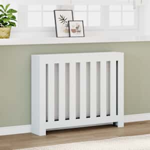 Pokrov za radiator bel 104x20x82 cm inženirski les