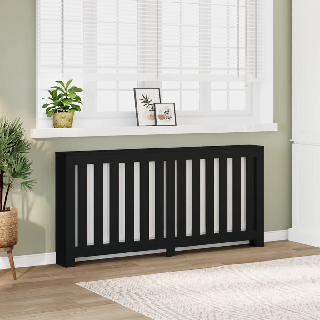 vidaXL Mască pentru calorifer, negru, 175x20x82 cm, lemn prelucrat