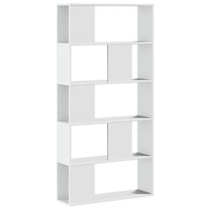 vidaXL raamaturiiul 5-korruseline, valge, 80,5x23,5x162,5 cm tehispuit