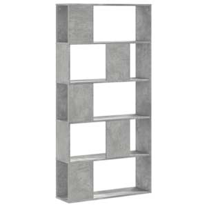 vidaXL raamaturiiul 5 korrust, betoonhall, 80,5x23,5x162,5cm tehispuit