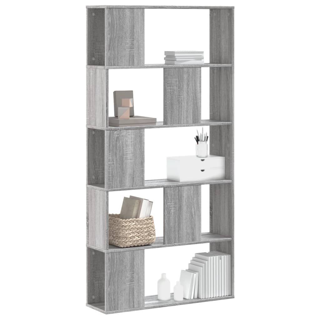 Bücherregal 5 Böden Grau Sonoma 80,5×23,5×162,5 Holzwerkstoff