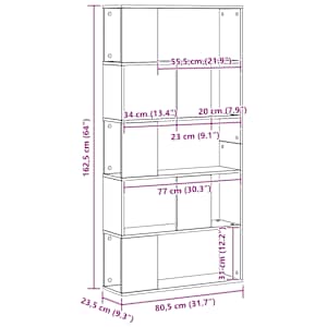 Knihovna 5patrová dub artisan 80,5 x 23,5 x 162,5 cm kompozit - obrázek 9