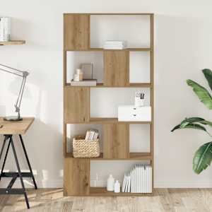 Knjižna omara 5-nadstropna hrast 80,5x23,5x162,5 cm inž. les