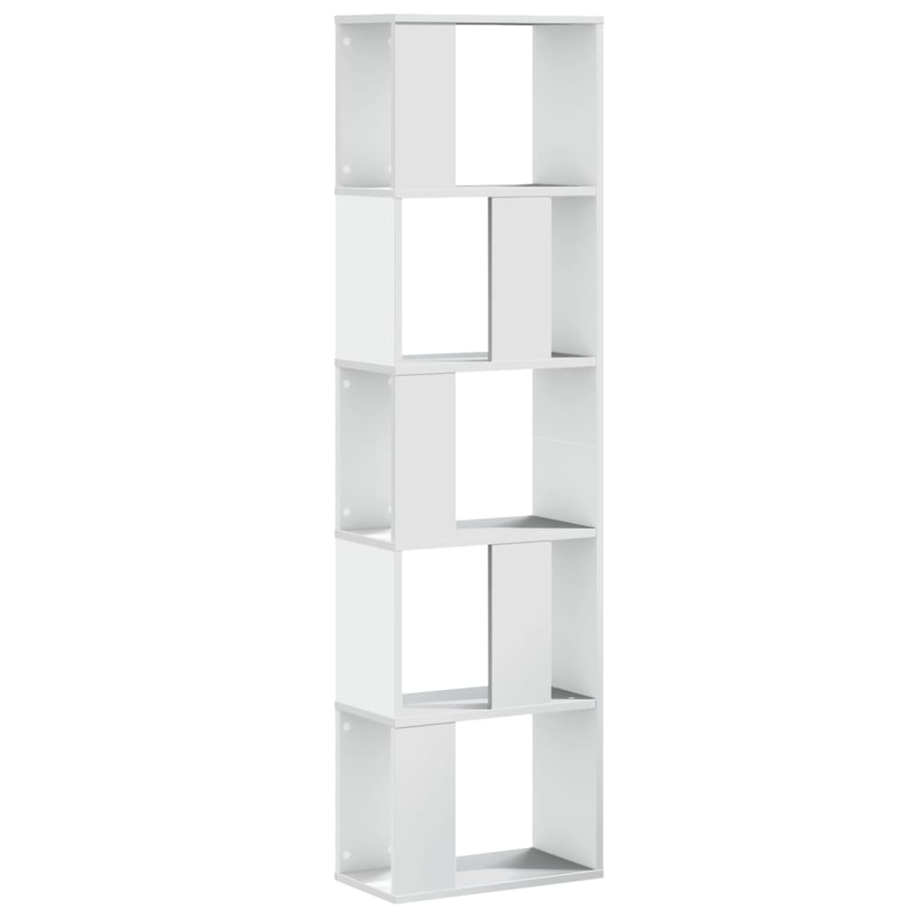vidaXL Knihovna 5patrová bílá 45 x 23,5 x 162,5 cm kompozitní dřevo