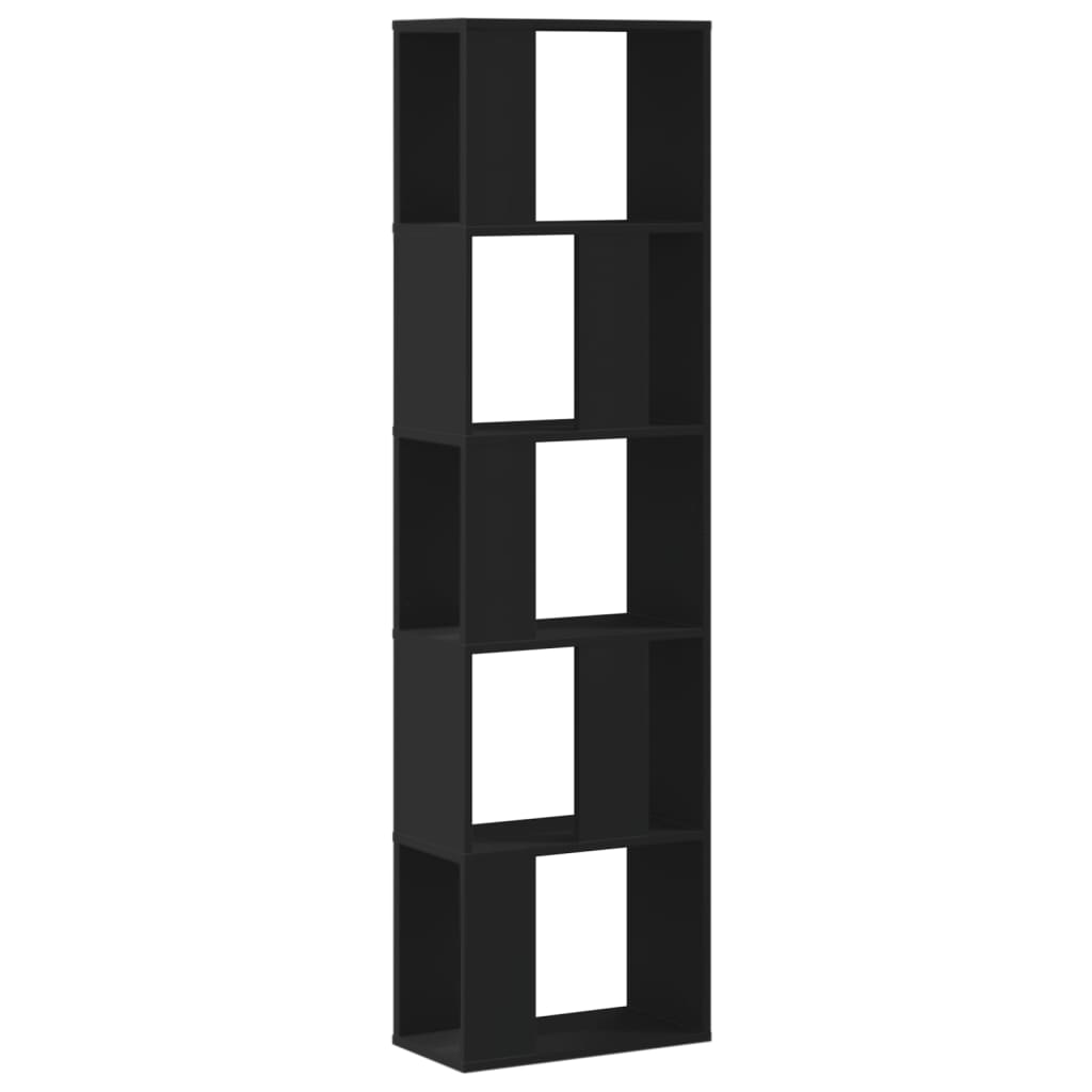 vidaXL Knihovna 5patrová černá 45 x 23,5 x 162,5 cm kompozitní dřevo