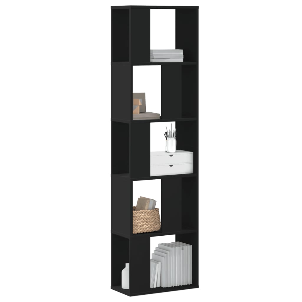 vidaXL Bibliotecă cu 5 niveluri negru 45x23,5x162,5 cm lemn prelucrat