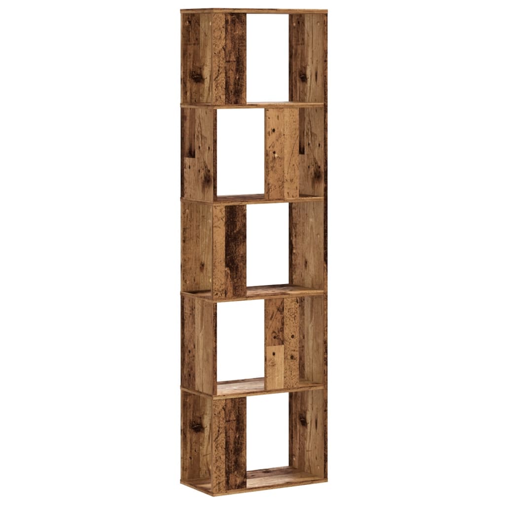 vidaXL Knihovna 5patrová old wood 45x23,5x162,5 cm kompozitní dřevo
