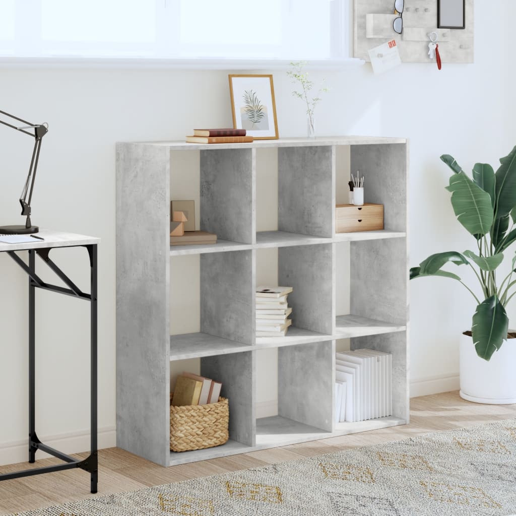 vidaXL Bibliotecă, gri beton, 102x32x102 cm, lemn compozit