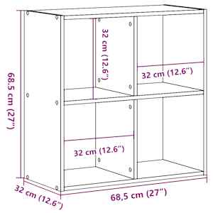 Knihovna kouřový dub 68,5 x 32 x 68,5 cm kompozitní dřevo - obrázek 9