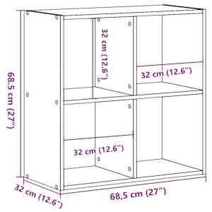 Knihovna old wood 68,5 x 32 x 68,5 cm kompozitní dřevo - obrázek 9