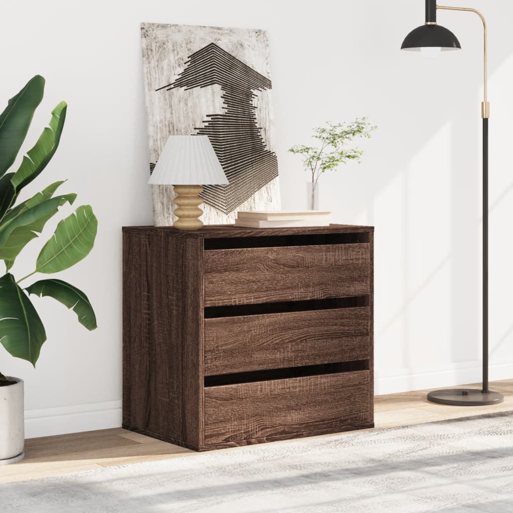 vidaXL Ladekast 60x41x58 cm bewerkt hout bruin eikenkleurig afbeelding