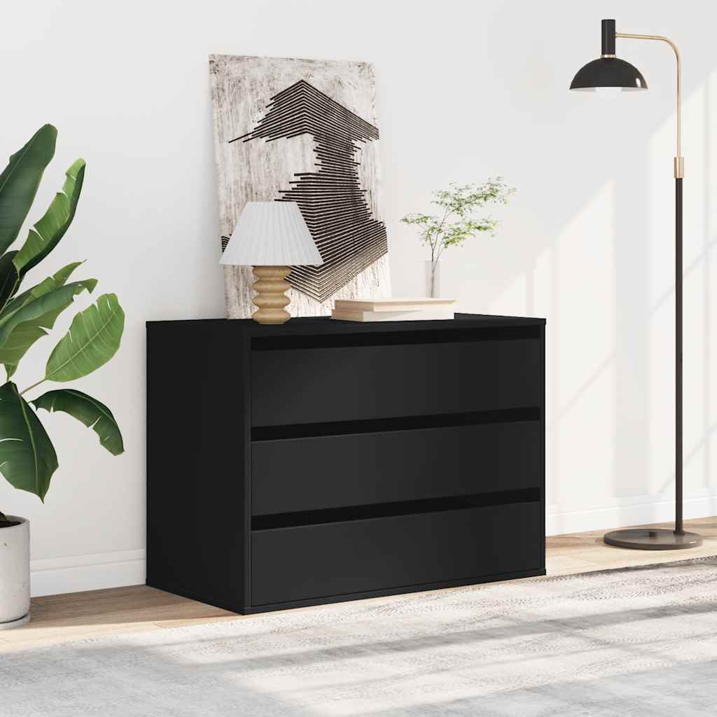 vidaXL fekete szerelt fa fiókos sarokszekrény 80 x 41 x 58 cm