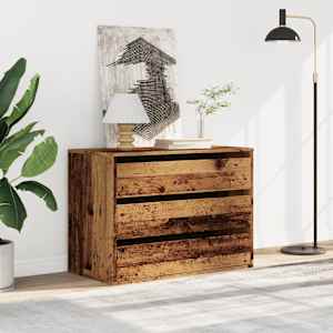 Rohová zásuvková komoda old wood 80x41x58 cm kompozitní dřevo - obrázek 3