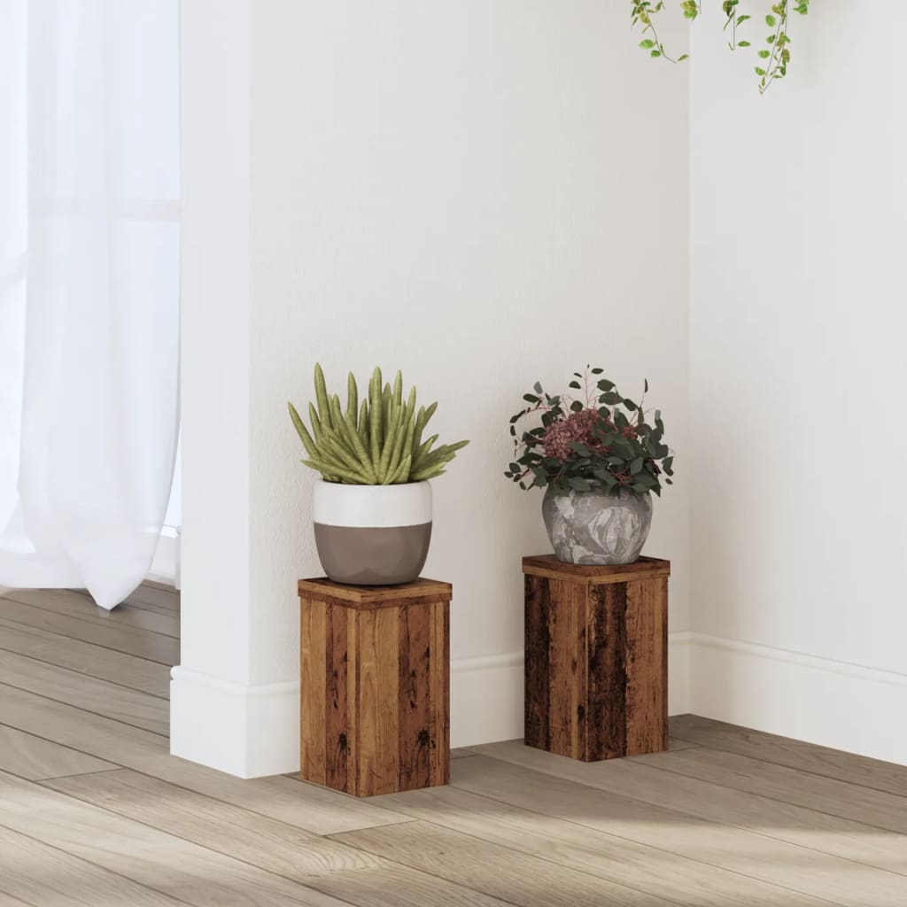 vidaXL Suporturi de plante 2 buc lemn vechi 10x10x18 cm lemn prelucrat