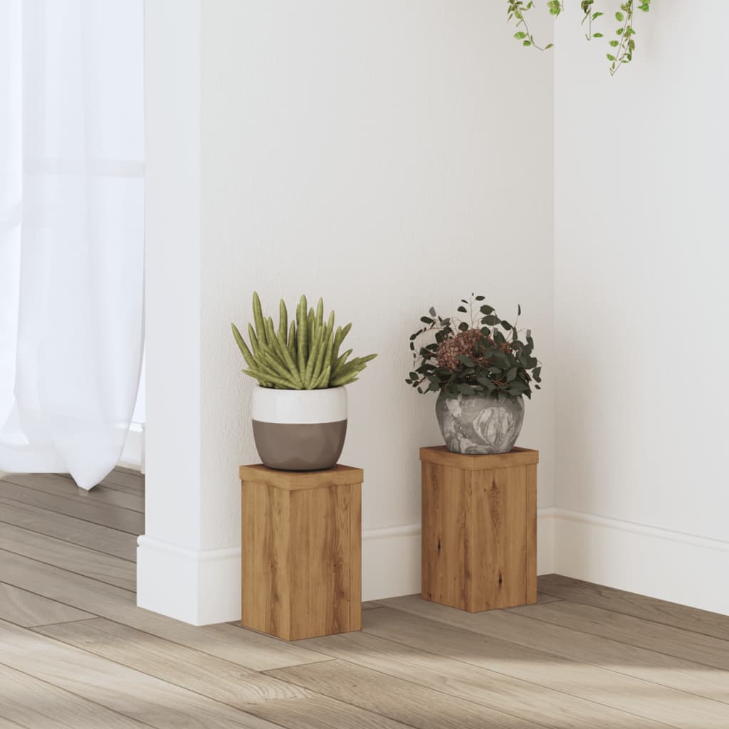 vidaXL Suporturi de plante, 2 buc., stejar artizanal, 10x10x18cm, lemn