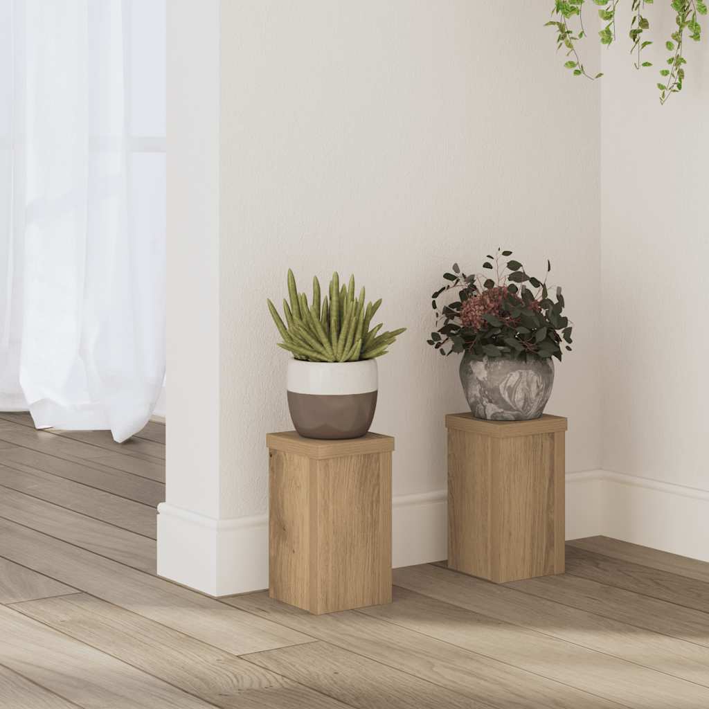 vidaXL Suporturi de plante, 2 buc., stejar artizanal, 10x10x18cm, lemn