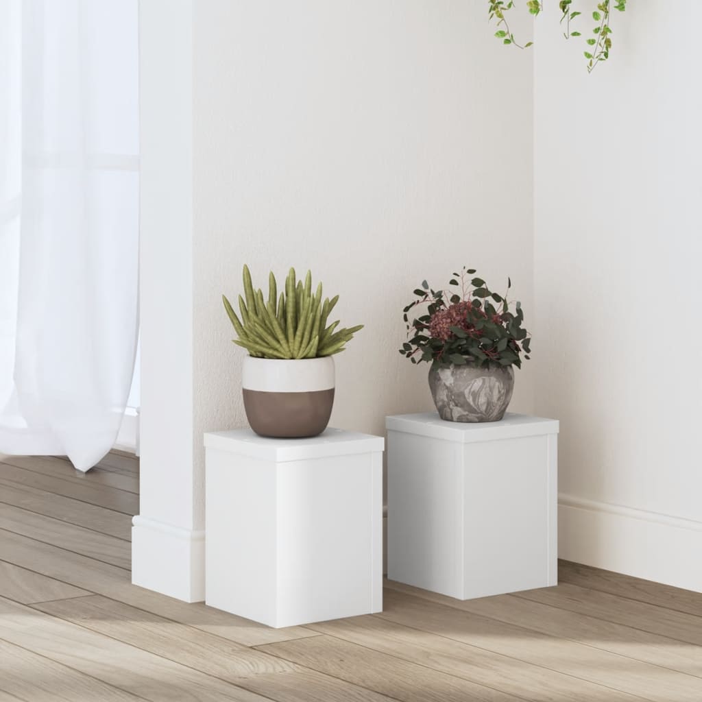 vidaXL Suporturi de plante, 2 buc., alb, 15x15x20 cm, lemn prelucrat
