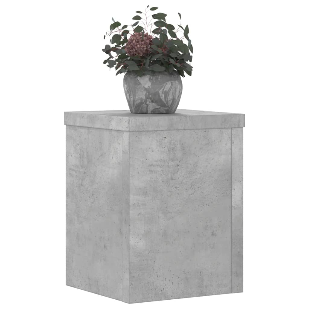 vidaXL Plantenstandaards 2 st 15x15x20 cm bewerkt hout betongrijs afbeelding