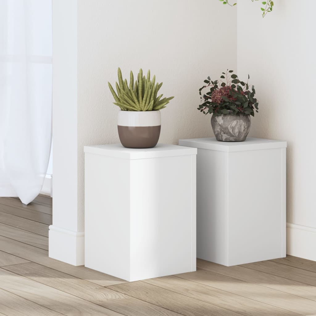 vidaXL Suporturi de plante, 2 buc., alb, 20x20x30 cm, lemn prelucrat