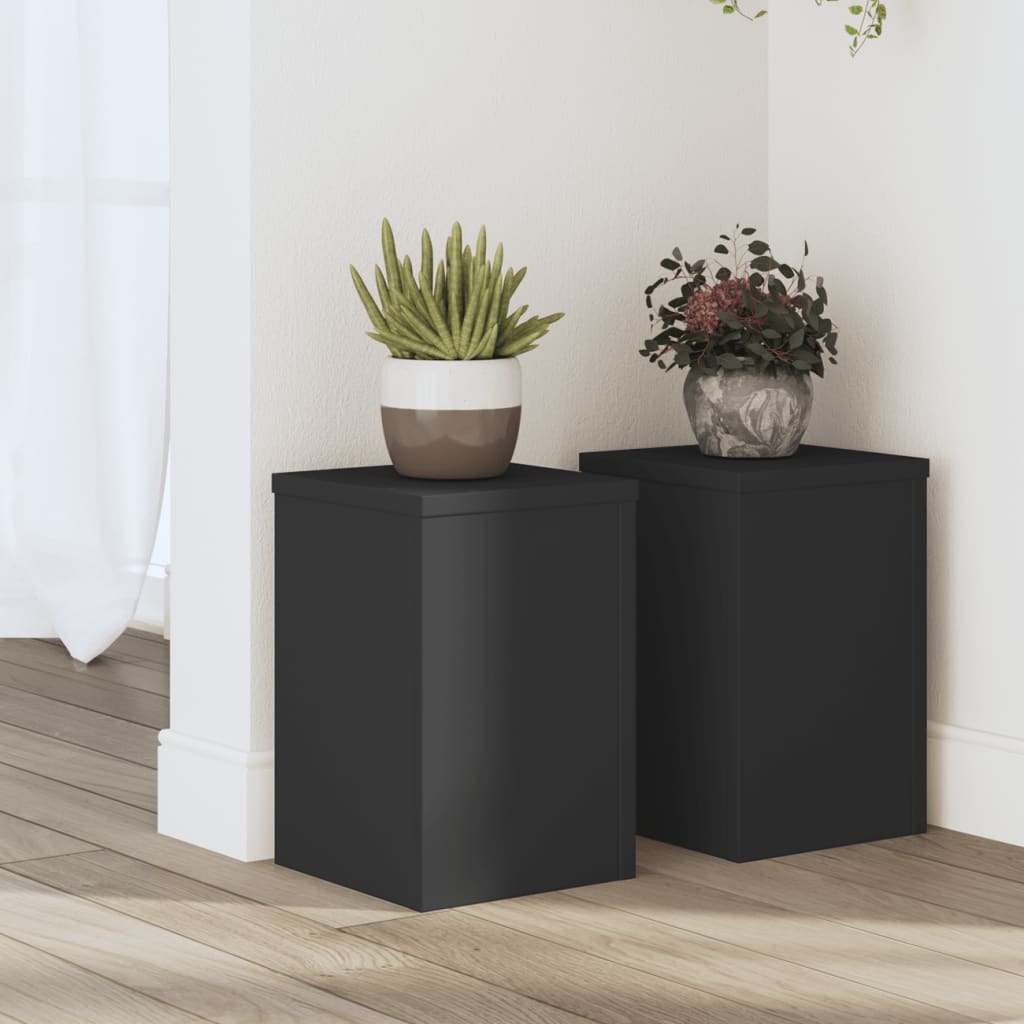 vidaXL Suporturi de plante, 2 buc., negru, 20x20x30 cm, lemn prelucrat