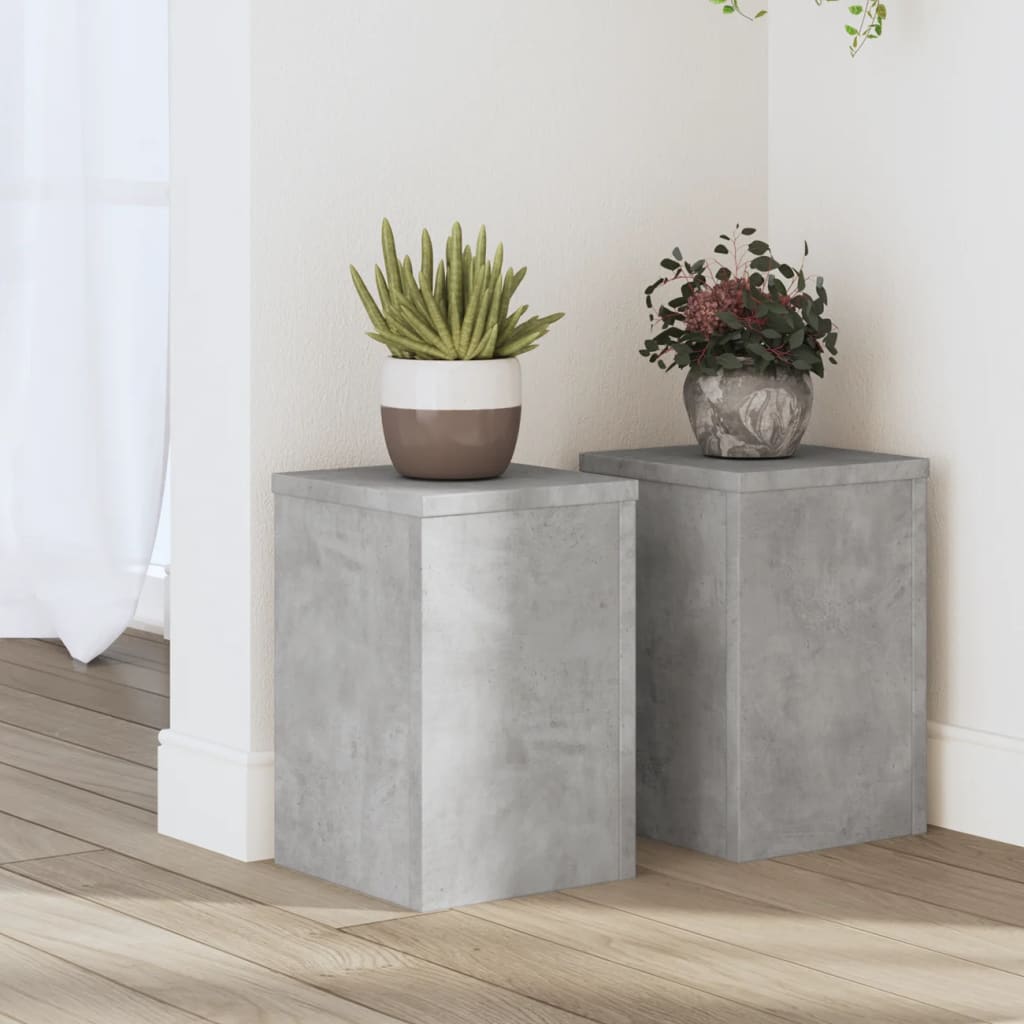 vidaXL Suport de plante, 2 buc., gri beton, 20x20x30 cm lemn prelucrat