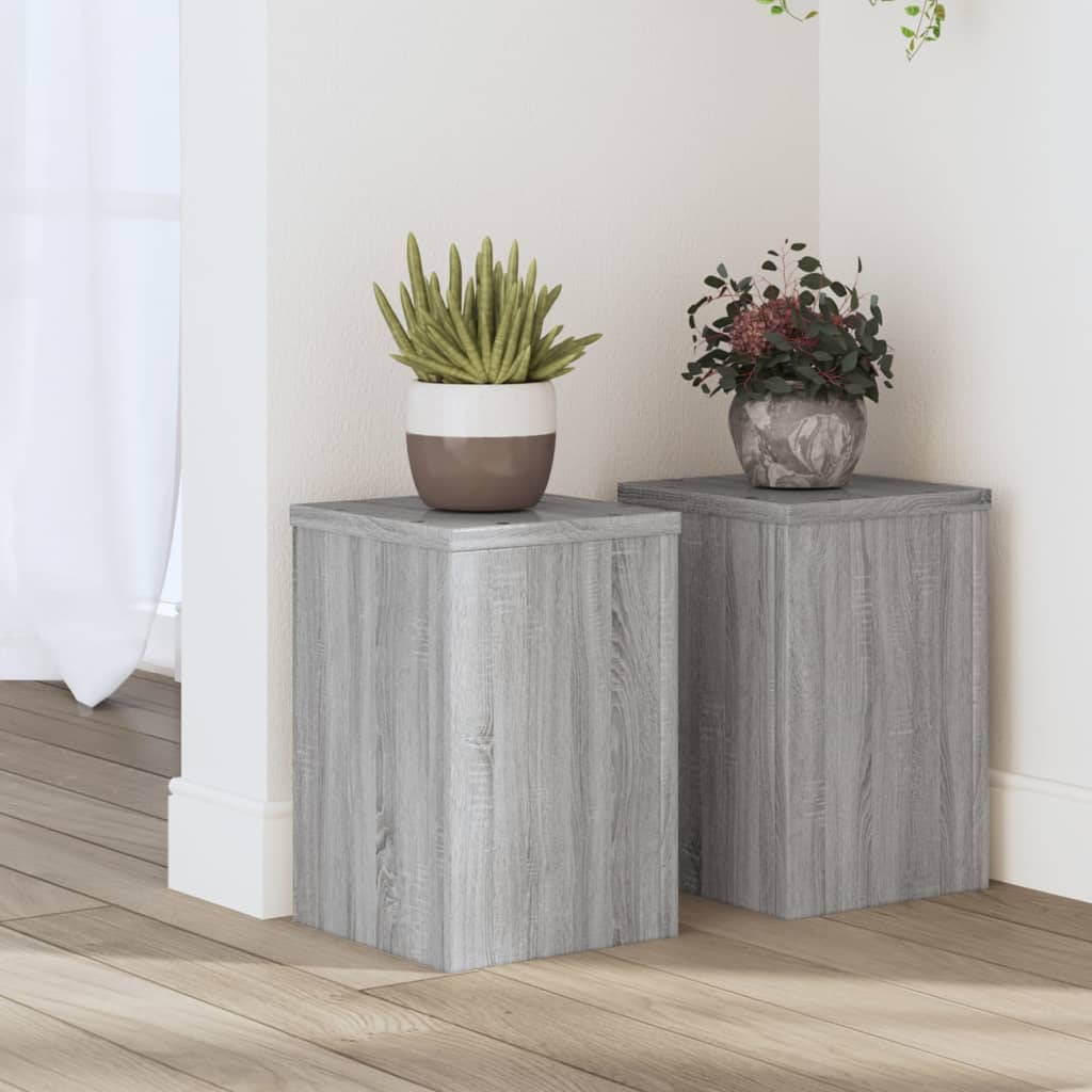 vidaXL Suporturi de plante 2 buc. gri sonoma 20x20x30 lemn prelucrat