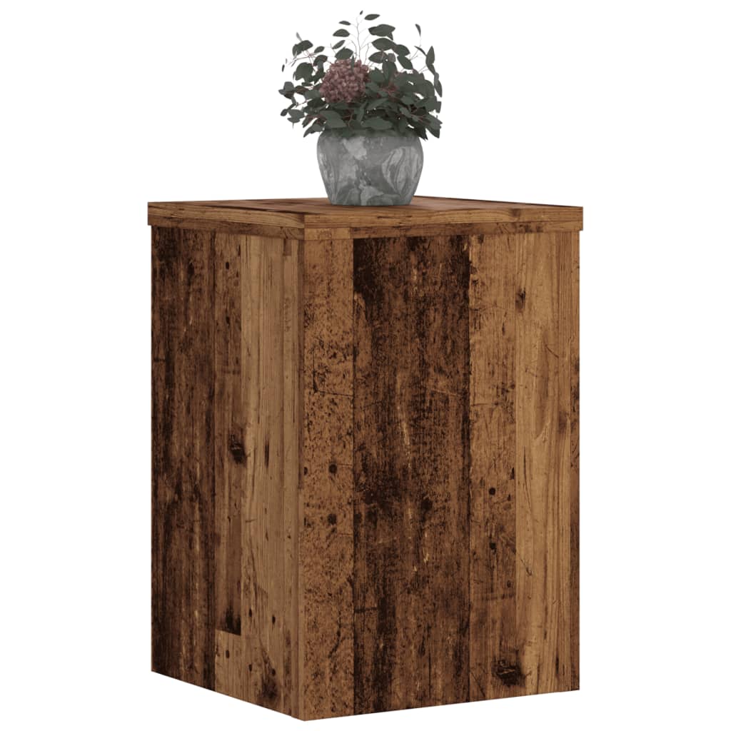 vidaXL Plantenstandaards 2 st 20x20x30 cm bewerkt hout oud houtkleurig afbeelding