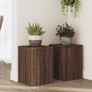 Stojalo za rastline 2 kosa rjavi hrast 25x25x35 cm inž. les