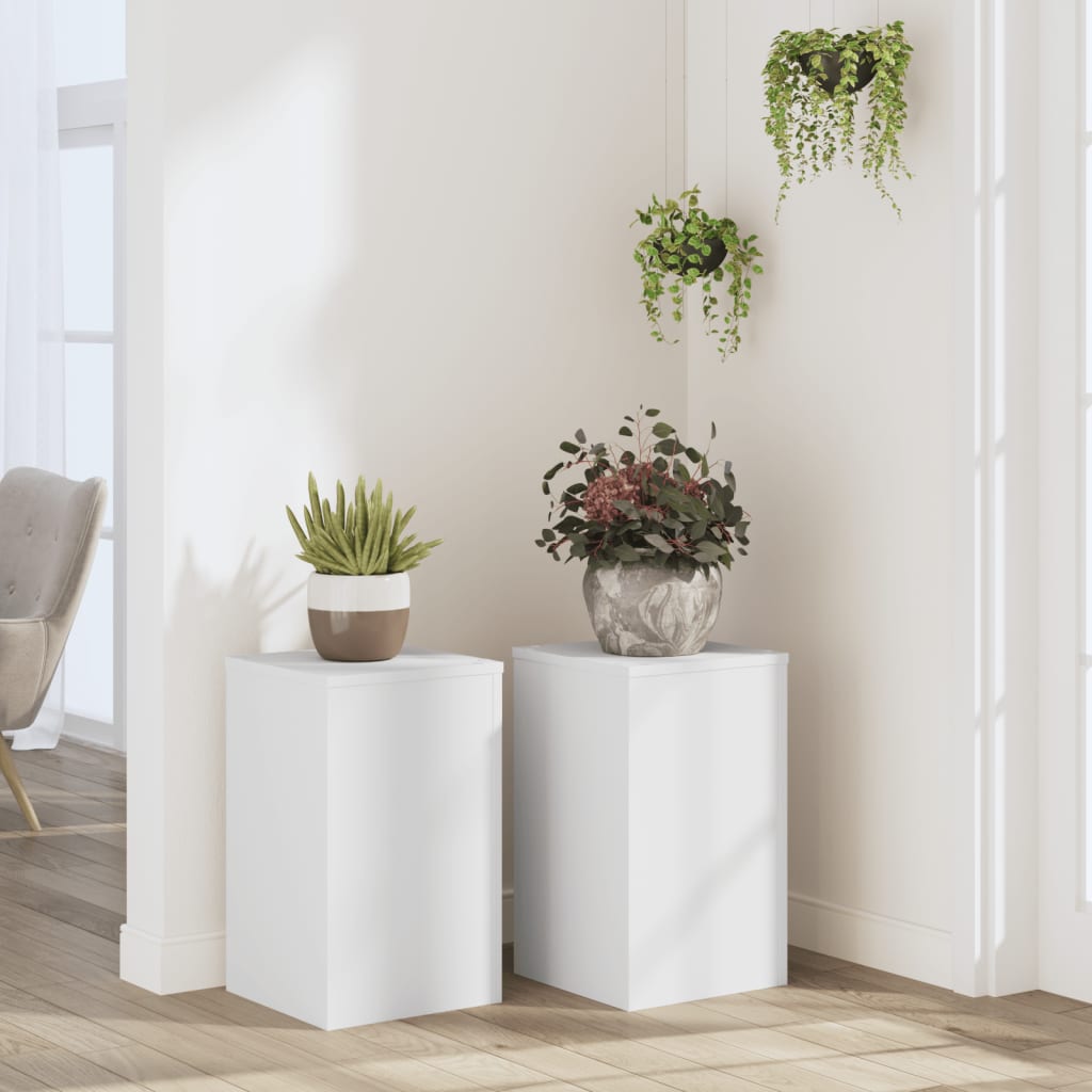 vidaXL Suporturi de plante, 2 buc., alb, 30x30x50 cm, lemn prelucrat