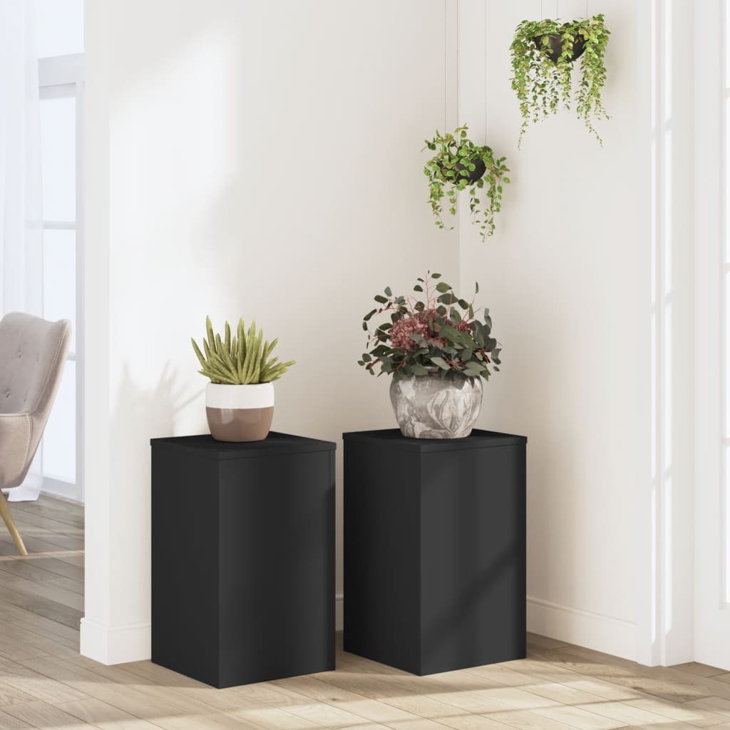 vidaXL Suporturi de plante, 2 buc., negru, 30x30x50 cm, lemn prelucrat