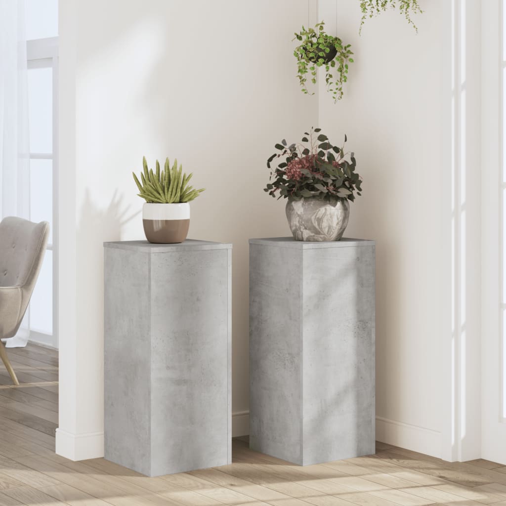 vidaXL Suport de plante, 2 buc., gri beton, 30x30x70 cm lemn prelucrat
