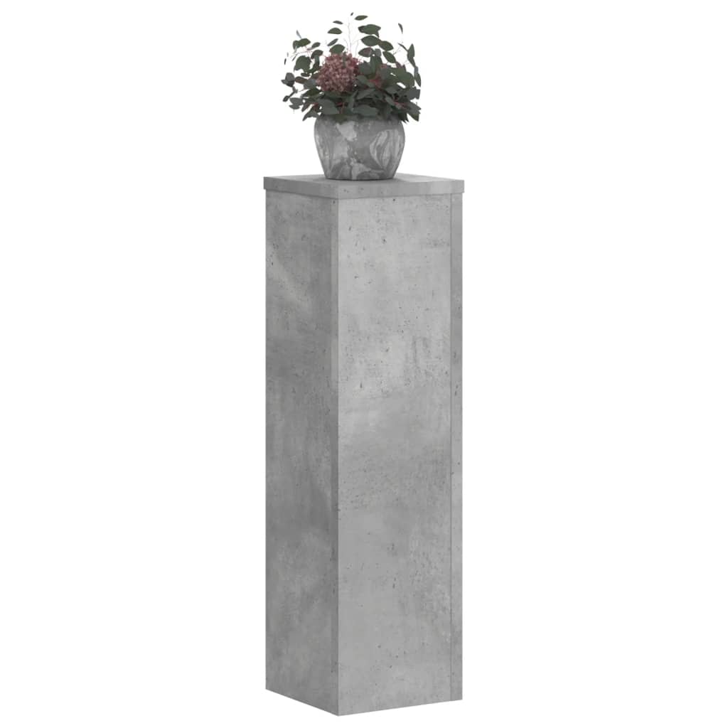 vidaXL Plantenstandaards 2 st 17x17x60 cm bewerkt hout betongrijs afbeelding