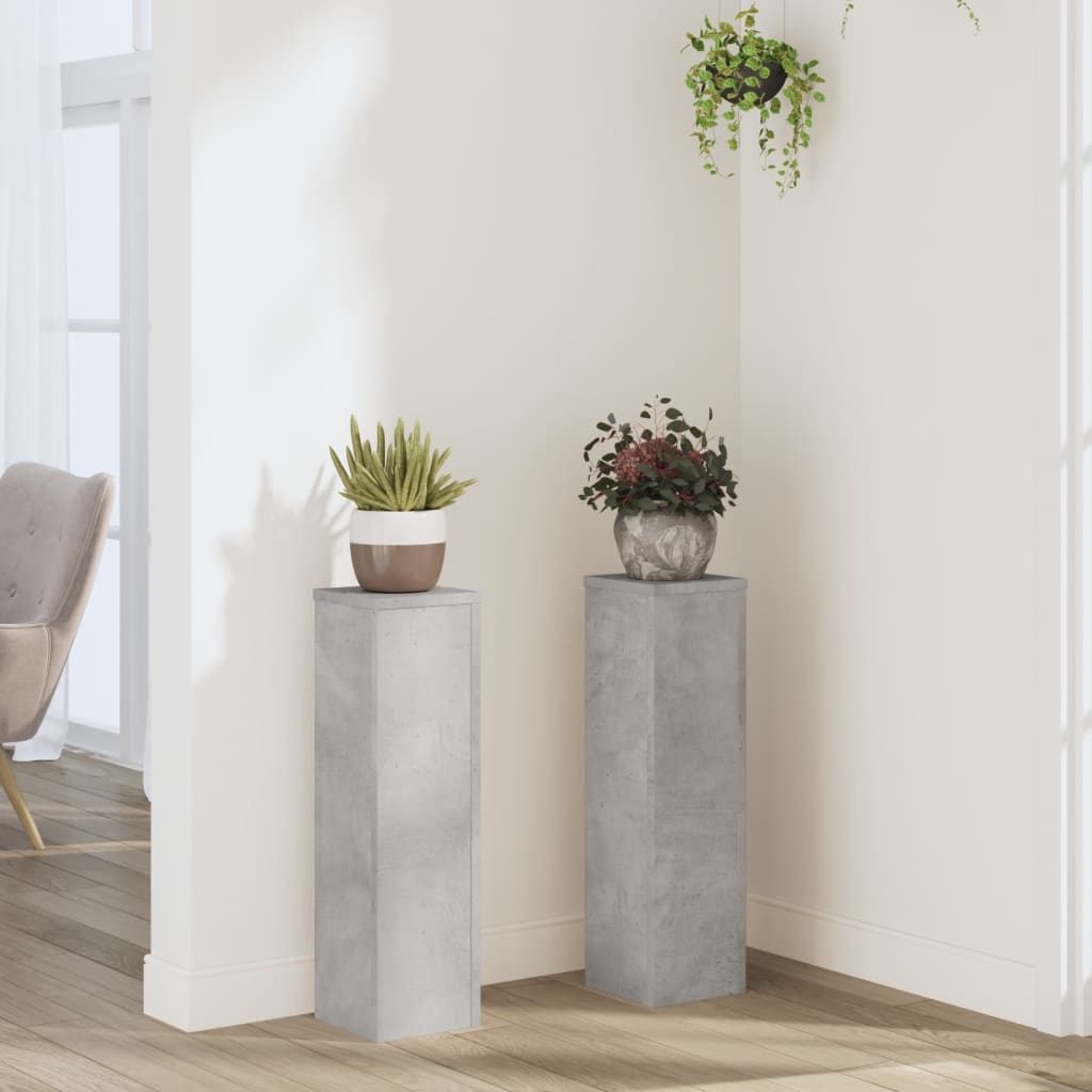 vidaXL Suport de plante, 2 buc., gri beton, 17x17x60 cm lemn prelucrat