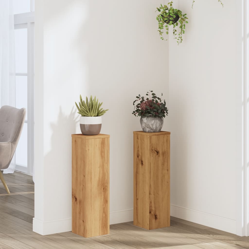 vidaXL Suporturi de plante, 2 buc., stejar artizanal, 17x17x60cm, lemn