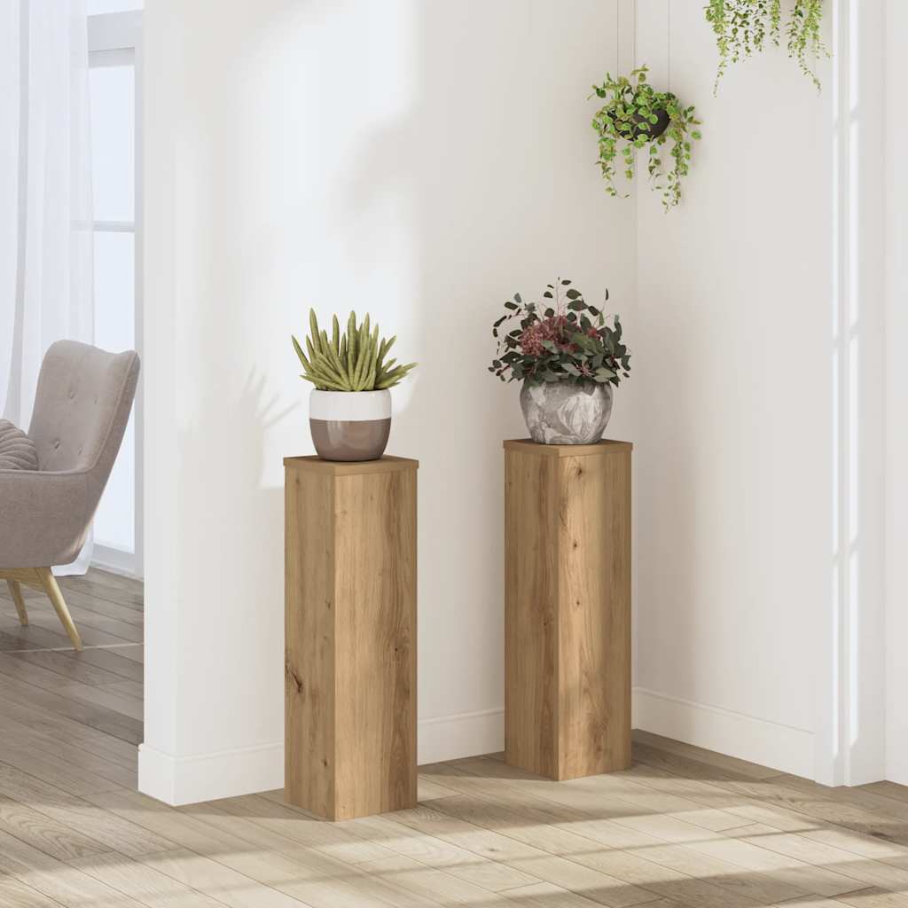 vidaXL Suporturi de plante, 2 buc., stejar artizanal, 17x17x60cm, lemn