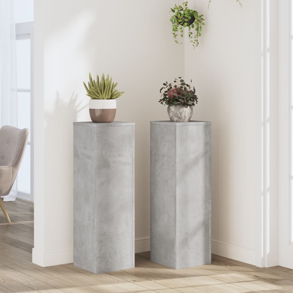 vidaXL Suport de plante, 2 buc., gri beton, 25x25x80 cm lemn prelucrat