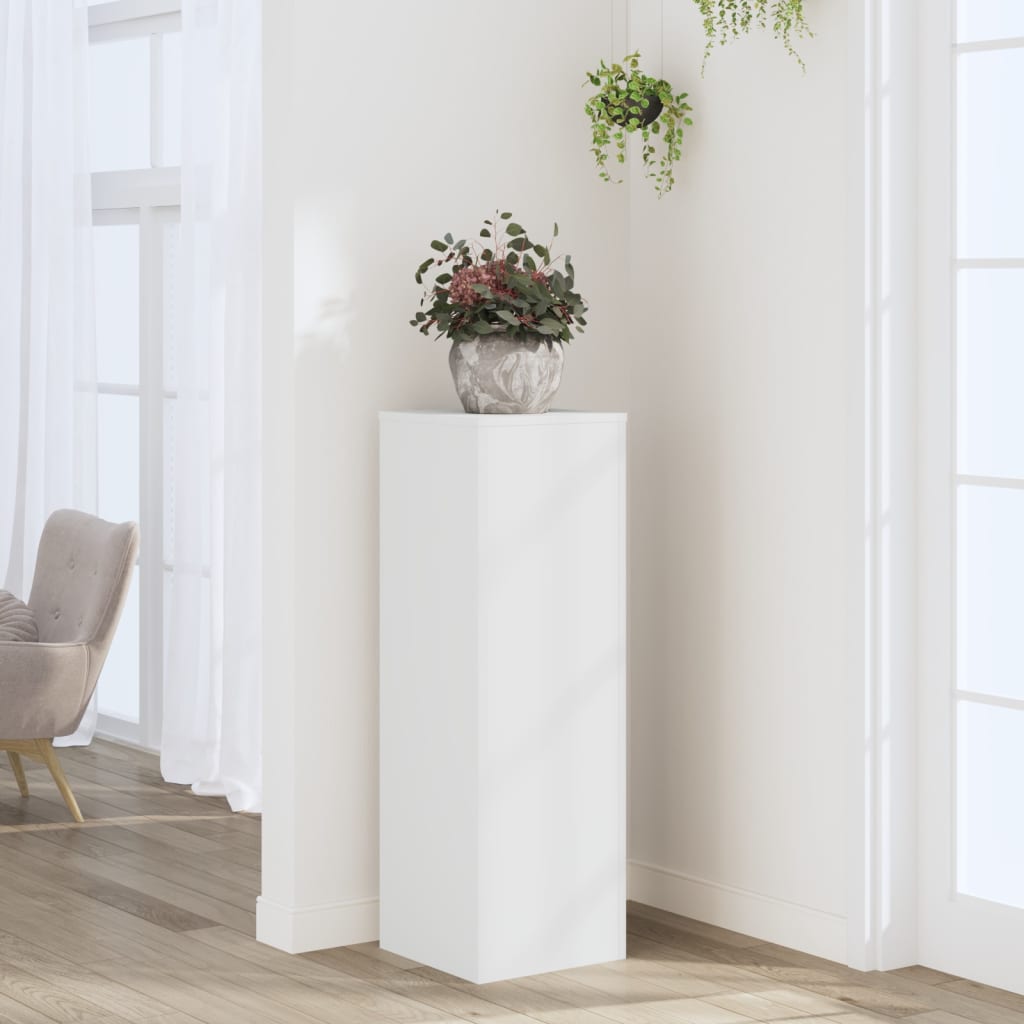 vidaXL Suport de plante, alb, 33x33x100 cm, lemn prelucrat